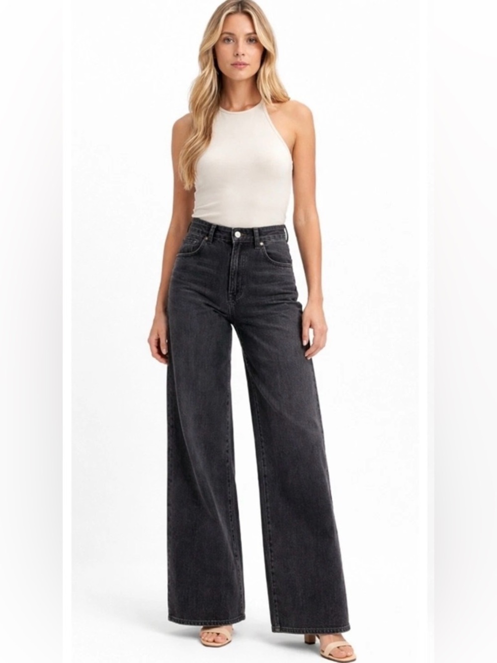 Madewell Superwide-Leg Jeans W26 - Black Denim Regular Length
